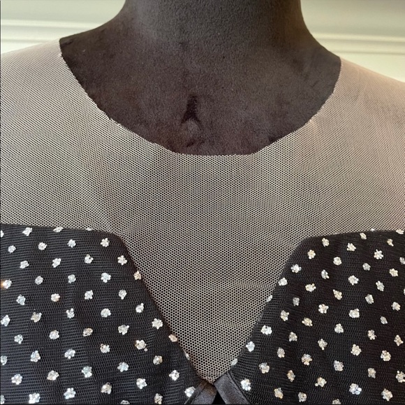 NWT ~MSK SHORT BLACK COCKTAIL DRESS W/GLITZY BODICE FLOUNCE - Picture 9 of 10